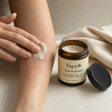 Applying Halal Relief Balm to soothe dry irritated skin