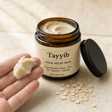 Rich creamy balm texture with colloidal oatmeal grain