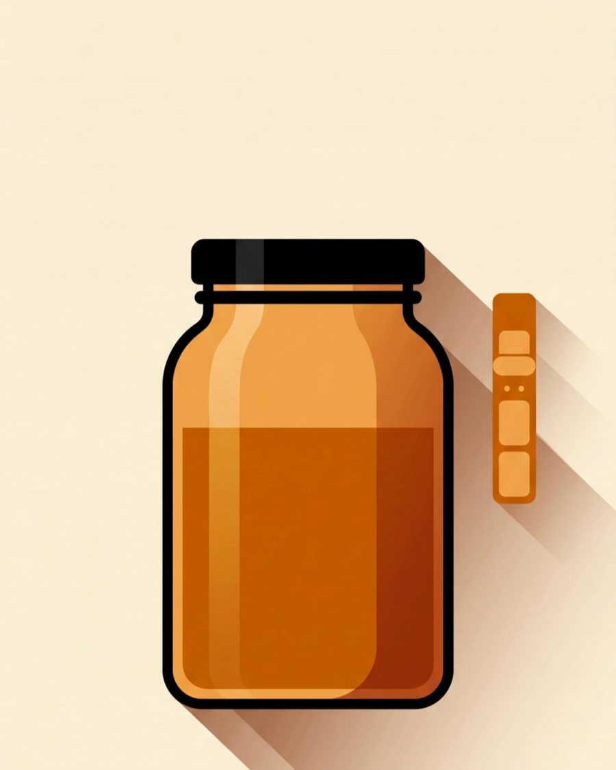 Illustration of a jar filled entirely with warm amber balm, no water layer