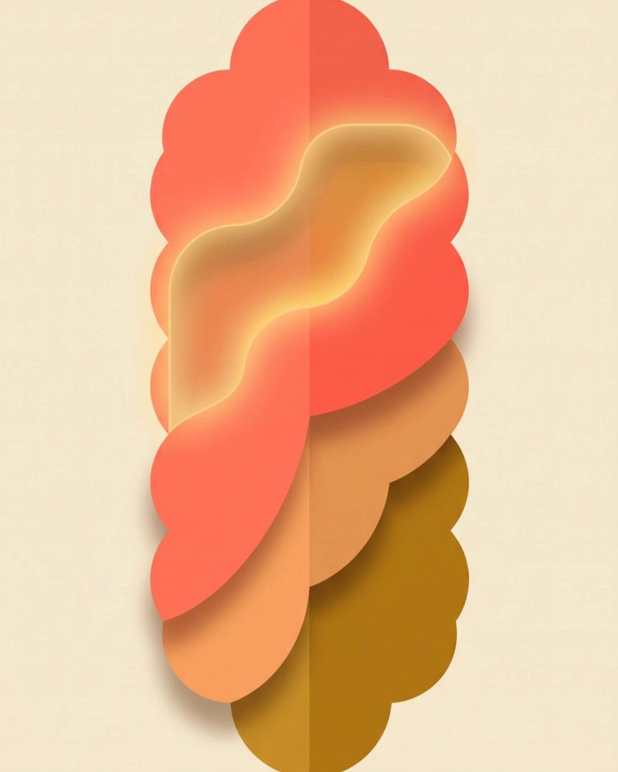 Illustration of the amber balm layer settling into the skin and staying
